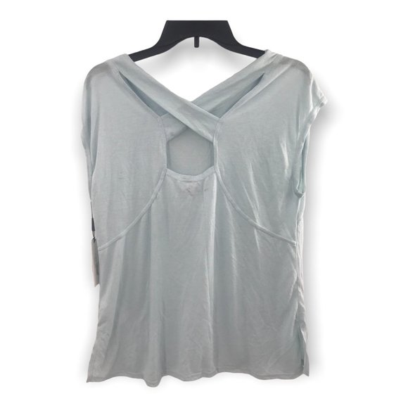 Calvin Klein Performance Cap Sleeve T Shirt Strappy Back Light Blue S PF9T3509 - Picture 2 of 7